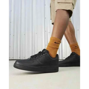 Premium Nike Air Force 1 Black Pure Leather Shoes For Men (BME89)