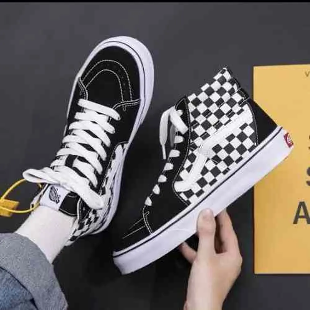 Stylish Vans Old Skool Checkerboard Long Shoes For Women (BME171)