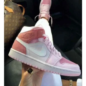 Stylish Nike Air Jordan 1 Mid Rosa Claro Feminino Shoes For Women (BME246)