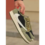 Classy Air Jordan Retro 1 X Travis Scott Black Olive Shoes For Men (S1H54) - 7a first copy shoes | Buy Online at Best Price