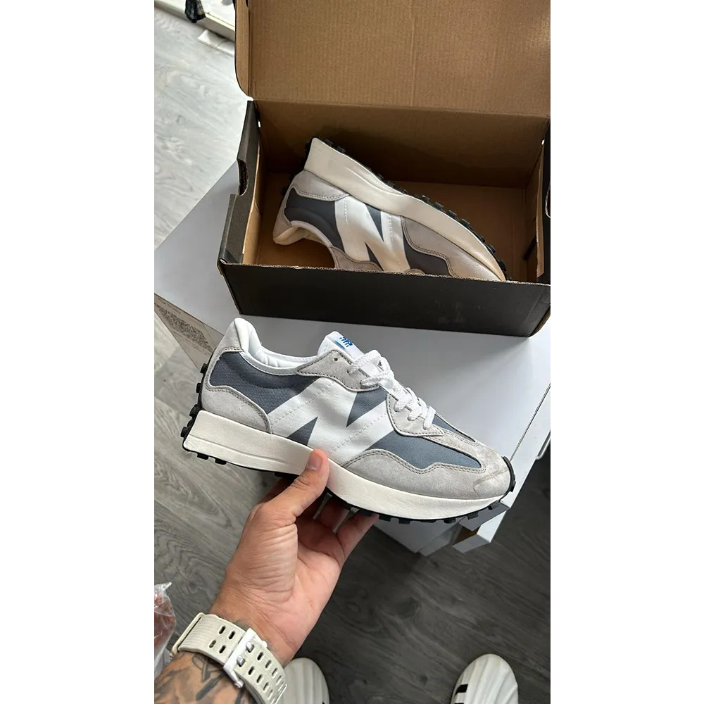 Classy New Balance 327 Grey White Shoes For Men (S1H72)