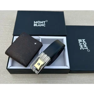 Premium Mont Blanc Belt & Wallet For Men (LAZ1490)