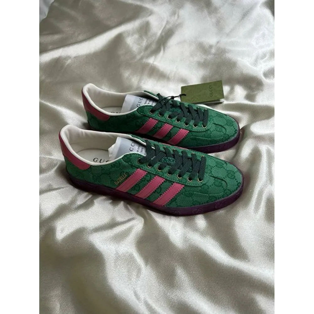 Premium Adidas X Gucci Gazellee Green Pink Shoes For Men (BSF1571)
