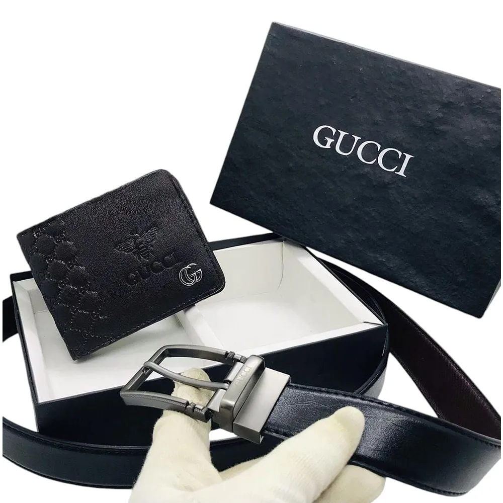 Trendy Gucci Belt Wallet Combo For Men (LAZ1725)