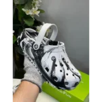 Trendy Crocs Classic Clogs Marbled White Black For Men (SOH351) - 7a first copy shoes | Buy Online at Best Price