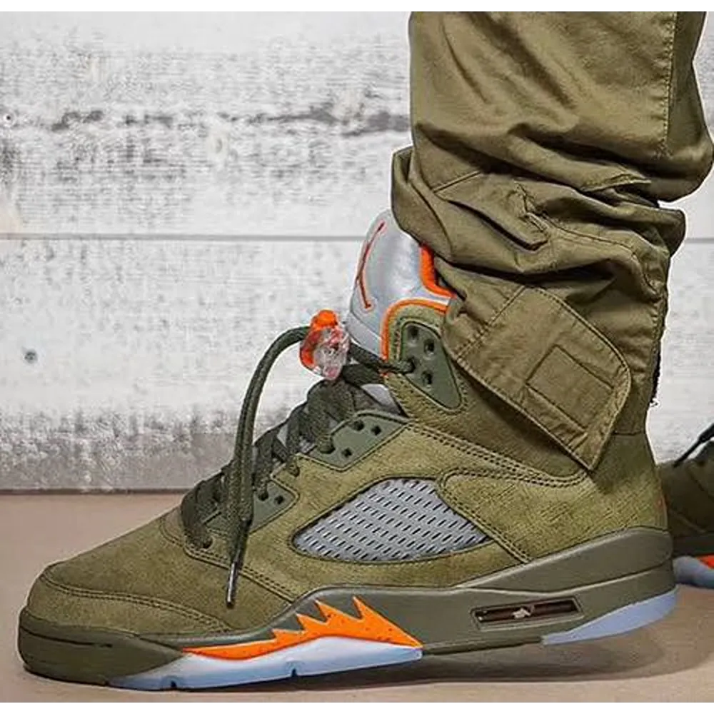Luxurious Jordan Retro 5 Olive Sneakers For Men (SIG781)