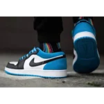 Trendy Nike Air Jordan 1 Low Laser Blue White Shoes For Men (FF656) - 7a first copy shoes | Buy Online at Best Price