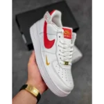 Trendy Nike Air Force 107 Essential White Red Shoes For Men (FF732) - 7a first copy shoes | Buy Online at Best Price