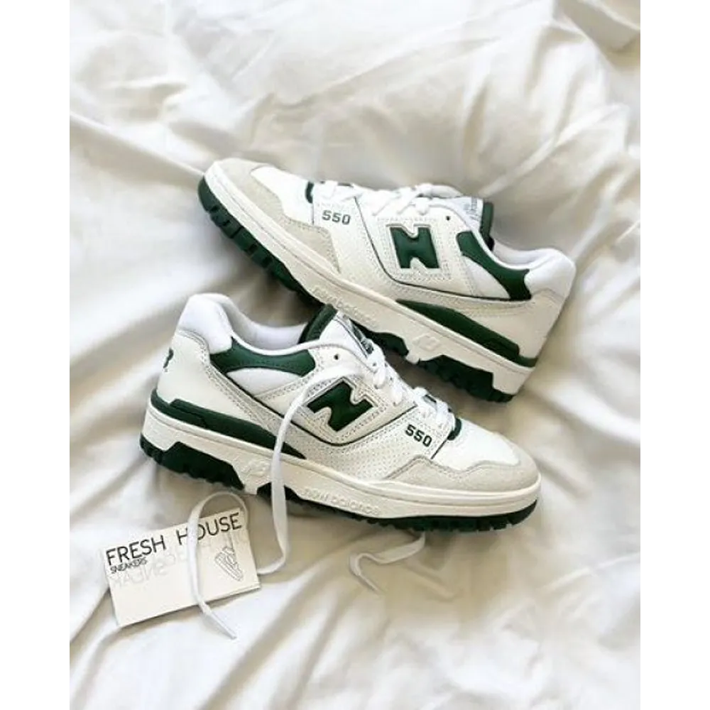 Luxurious New Balance 550 White Green Shoes For Men (BSF1857)