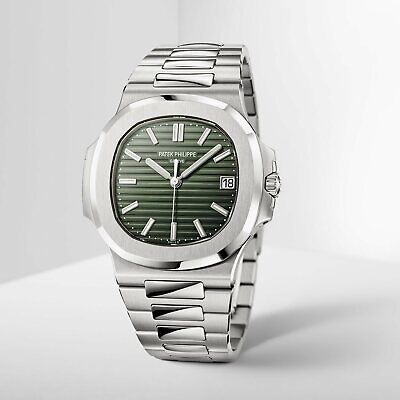 Patek Philippe Nautilus Mad Watch Quartz Movement Green Dial Dated Watch For Men’s-Best Men’s Collection PP-1728