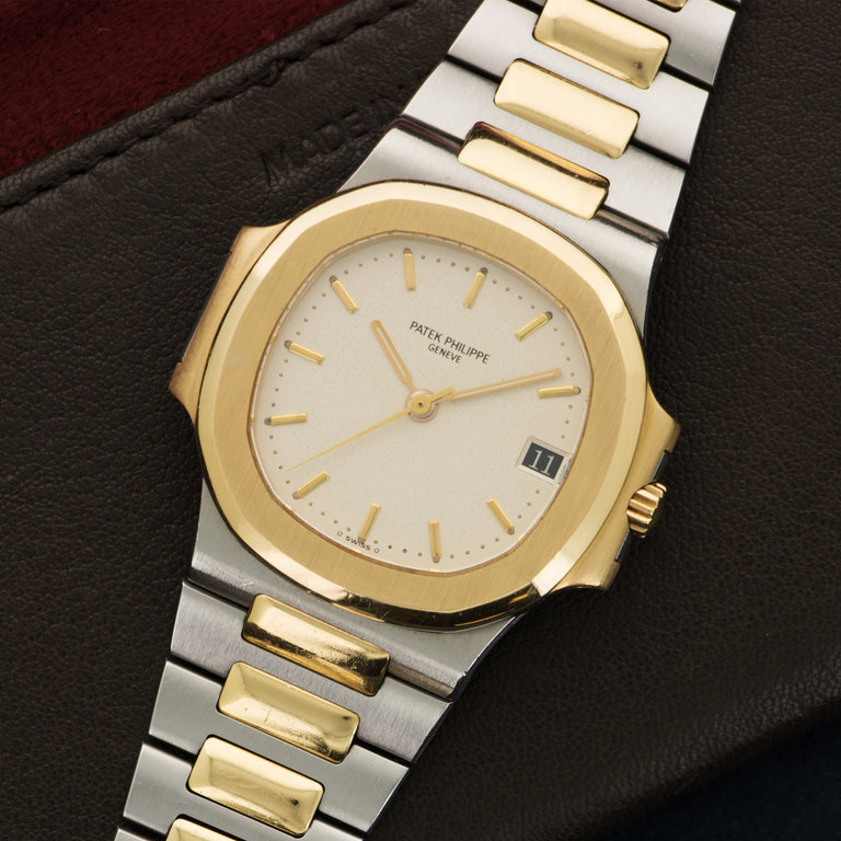 Patek Philippe Nautilus Mad Watch Quartz Movement White Dial Silver And Gold Strap Dated Watch For Men’s-Best Men’s Collection PP-5665
