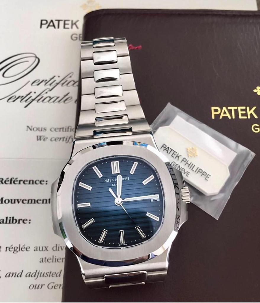 Patek Philippe Nautilus Mad Watch Qurtz Movement Blue Dial Silver COlor Strap Dated Watch For Men’s-Best Men’s Collection PK-5711R-001-BLUE