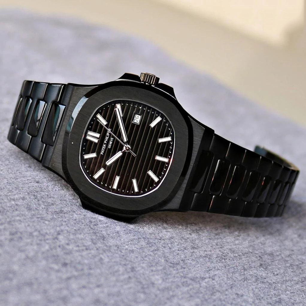 Patek Philippe Nautilus Mad Watch Qurtz Movement Full Black Dated Watch For Men’s-Best Men’s Collection PK-NEGRO
