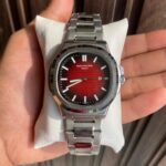 Patek Philippe Silver Strap Maroon Red Dial Nautilus Perpetual Calendar PP-MAROON