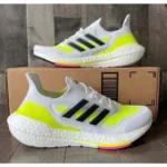 Premium Adidas Ultraboost 21 White Neon Shoes For Men (BME34) - 7a first copy shoes | Buy Online at Best Price