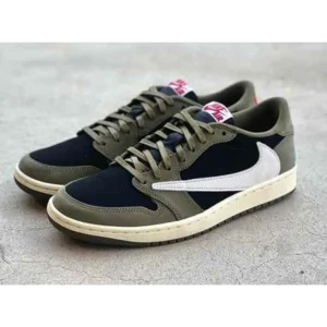 Premium Air Jordan Retro 1 Travis Scott Black Olive Shoes For Men (BME26) - 7a first copy shoes | Buy Online at Best Price