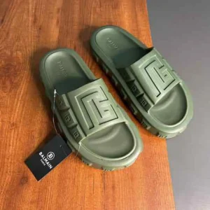 Premium Balmain Ari Green Slide For Men (SP510) - 7a first copy shoes | Buy Online at Best Price