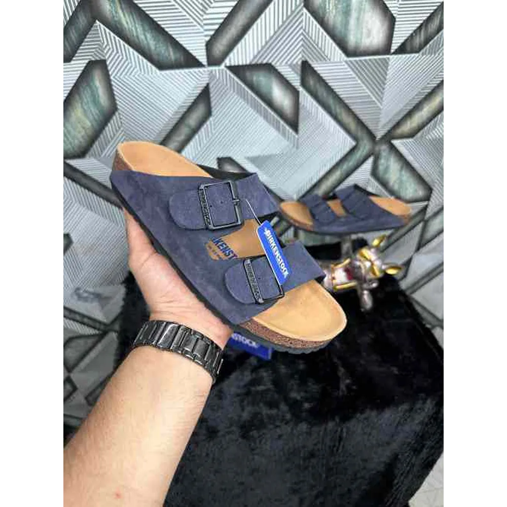 Premium Birkenstock Arizona Dark Blue Suede For Men (SNC539)