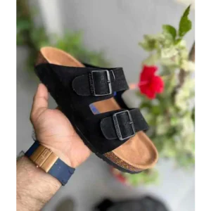 Premium Birkenstock Birko Flor Black Suede For Men (SNC534)