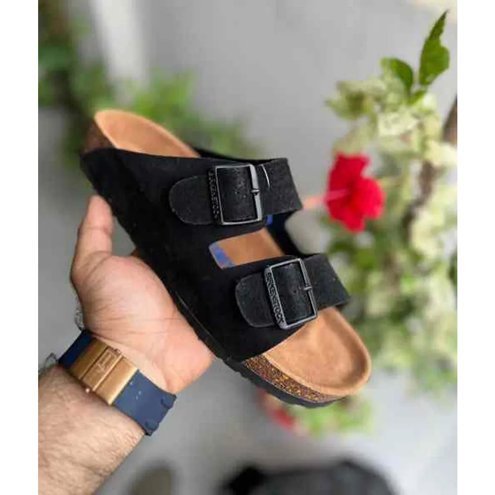 Premium Birkenstock Birko Flor Black Suede For Men (SNC534)