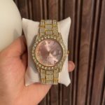 Rolex Analog Diamond Set Golden Strap Pink Dial Watch Royal Stainless Steel RLX-8085 - Accessories | Buy Online at Best Price
