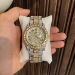 Rolex Analog Diamond Set Silver And Golden Strap Watch Golden Dial Royal Stainless Steel RLX-8086 - Buy Online | Brandfasion