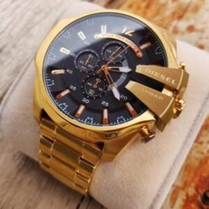 Stylish Diesel Mega Chief Chronograph Full Gold Black Dial Men’s Watch for man DZ4361 Gift - Buy Online | Brandfasion