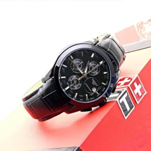 Stylish Tissot Chronograph Black Leather Men’s Watch Black Dial Case