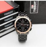 Stylish Tissot Chronograph Black Strap Men’s Watch for Man Black Rose Gold Black Dial 1853 – Gift TS-BB-01 - Buy Online | Brandfasion