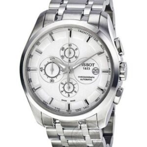 Stylish Tissot Chronograph Mens Watch Silver White Metal Formal Casual Watch
