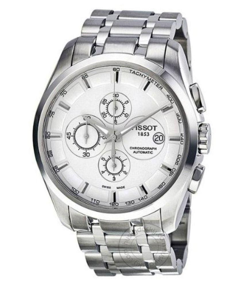 Stylish Tissot Chronograph Mens Watch Silver White Metal Formal Casual Watch