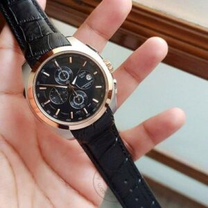 Stylish Tissot Leather Chronograph Men’s Watch Black Leather Formal Casual