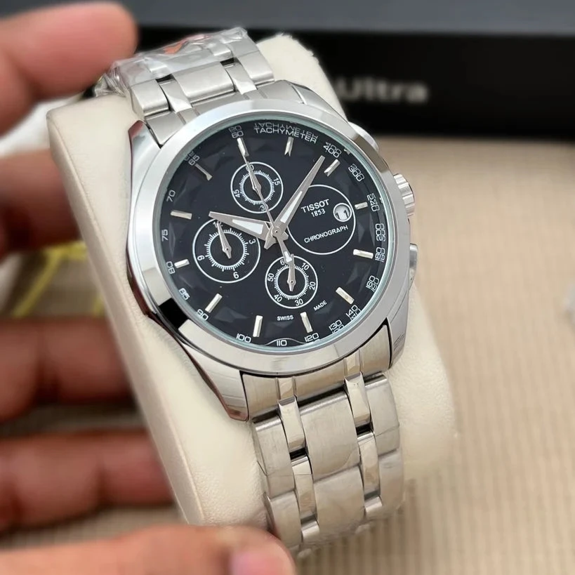 Stylish Tissot Silver Black Chronograph Men’s Watch