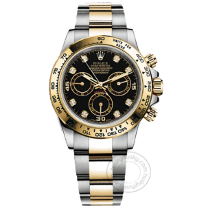 Trendy Rolex Chronograph Automatic Gold Silver Strap Men’s Watch For Man RLX-SG-007 Black Dial Gift Watch