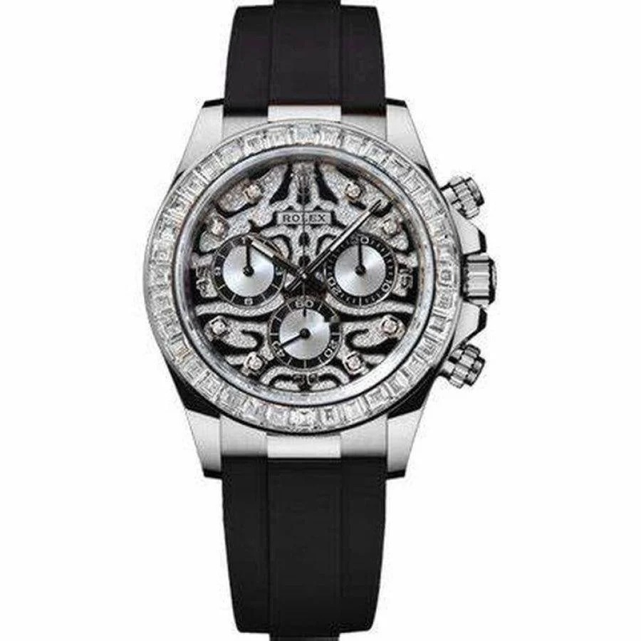 Trendy Rolex Chronograph Daytona Eye Of The Tiger Chronograph Quartz Silver Dial Chronometer Diamond Men’s Watch TIGER-116589
