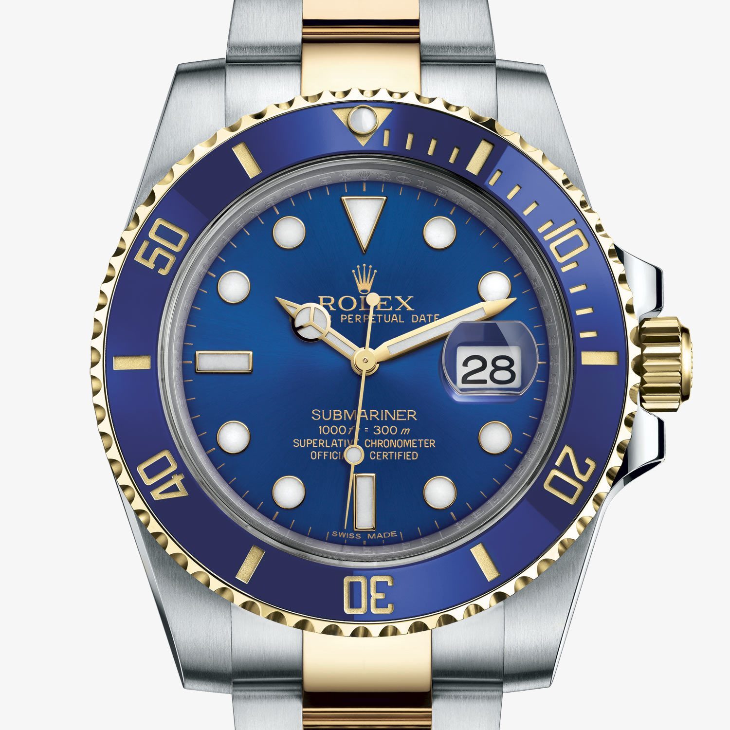 Trendy Rolex Watches Submariner Automatic Silver Gold Blue Dial Metal Men’s Watch for Man RLX-BLUE-SG Dual Tone