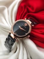 Versace Black Strap New Stylish Branded Women’s Watch For Women And Girls Black Dial Rose Gold case Ver-831 - Buy Online | Brandfasion