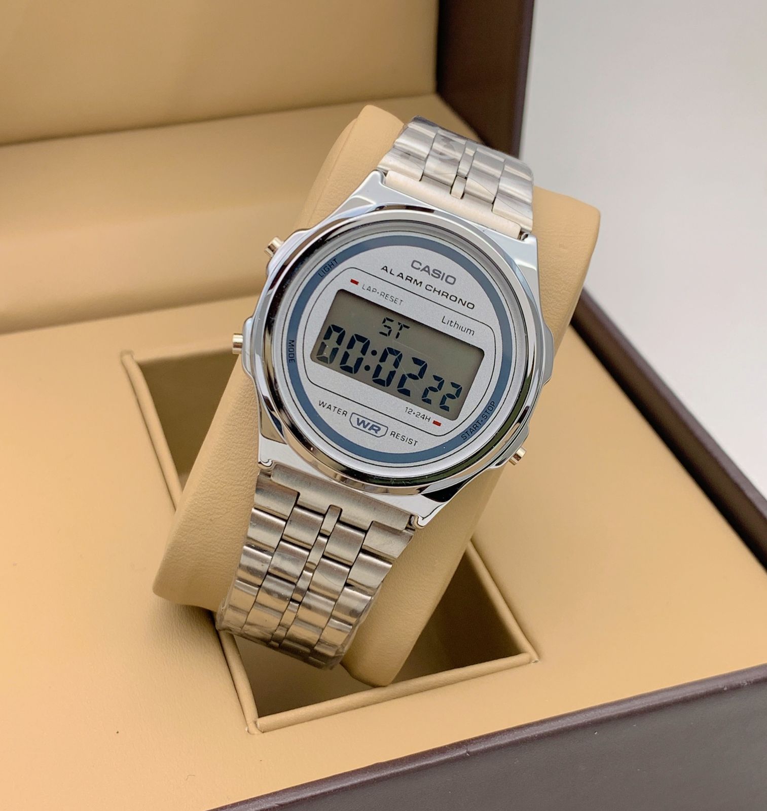 Vintage Digital Men’s Watch A171WE-1A alarm timer light stainless steel Strap- Best Gift Unisex young watch